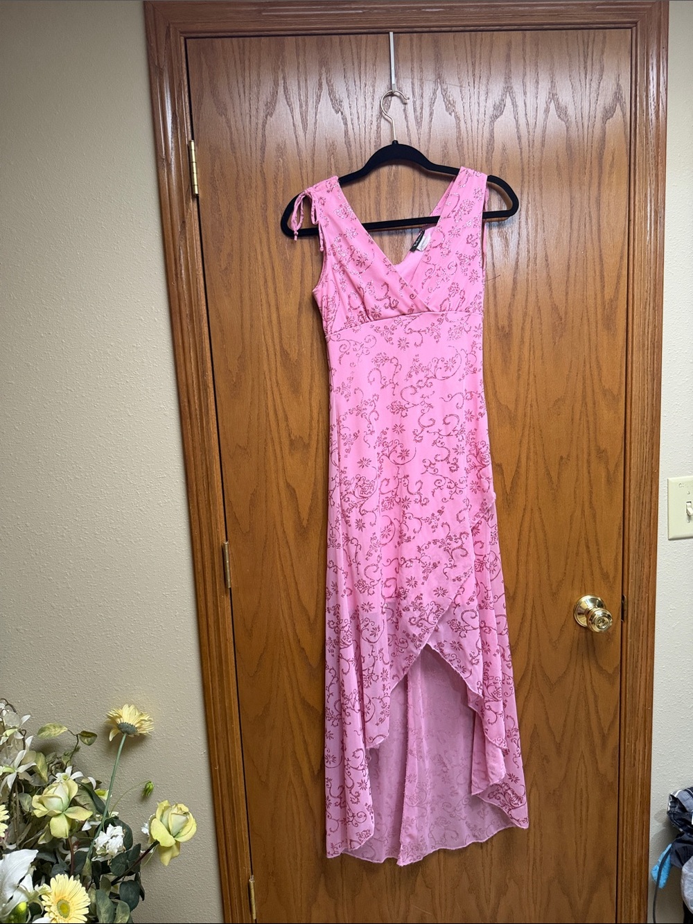 Taboo Pink Floral Print High-Low Dress